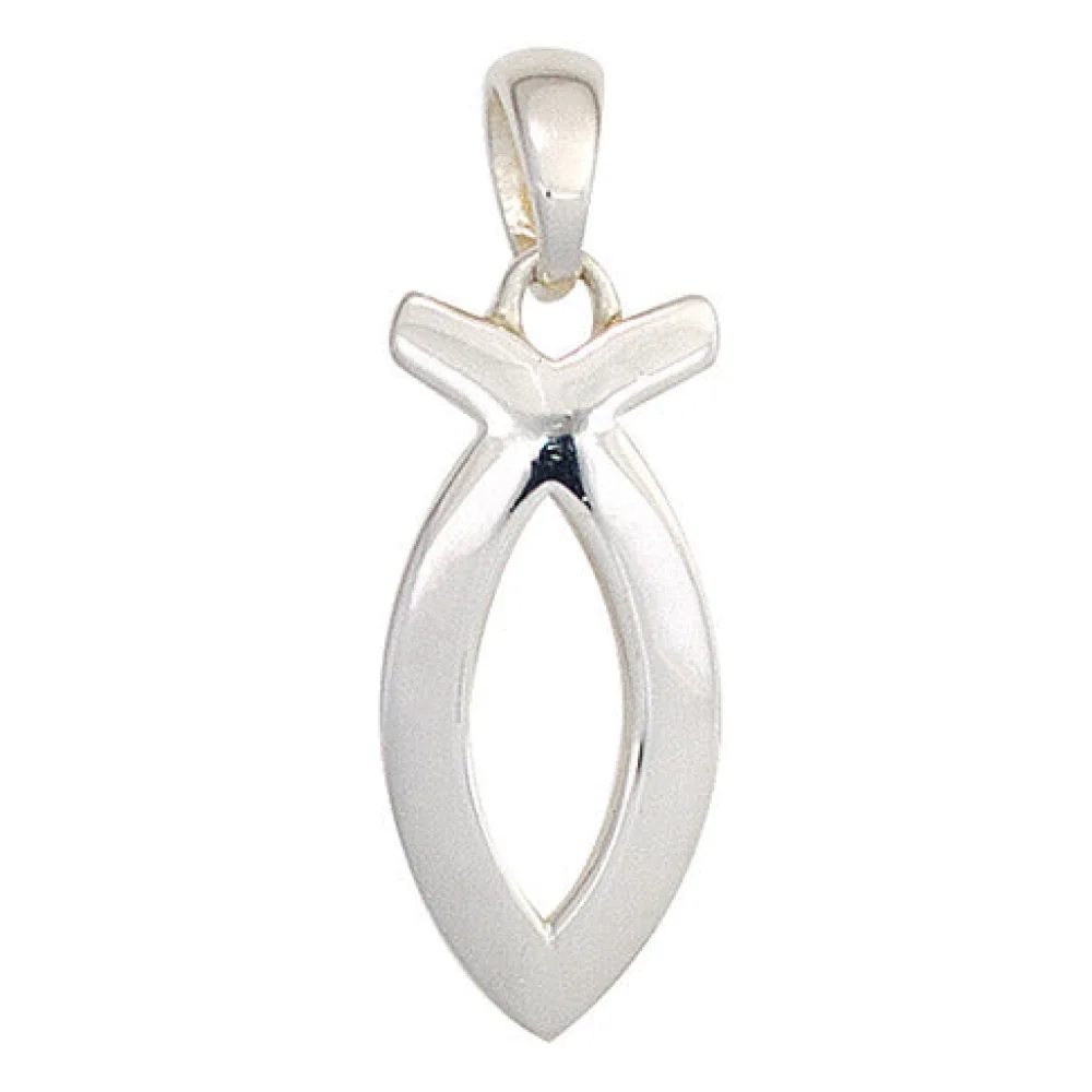 Anhänger Ichthys 925 Sterling Silber rhodiniert