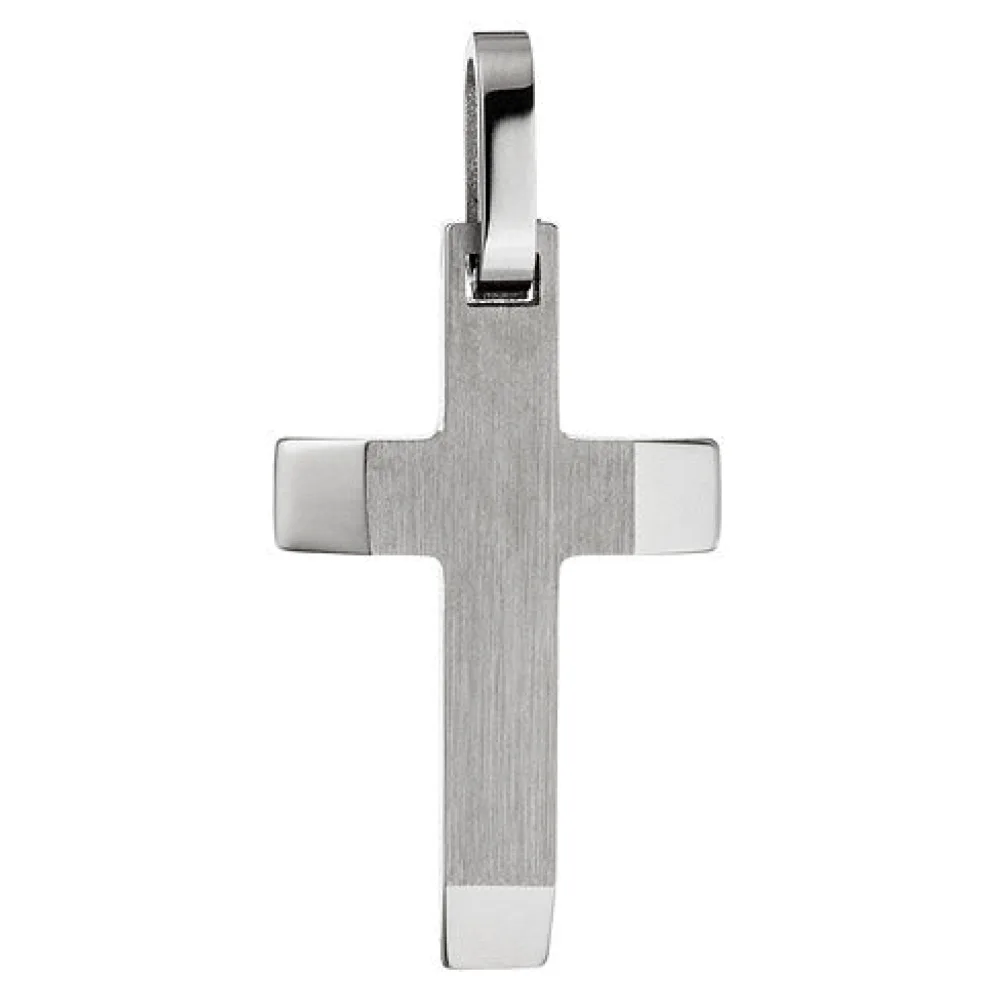 Anhänger Kettenanhänger Kreuz aus Edelstahl mattiert Kreuzanhänger