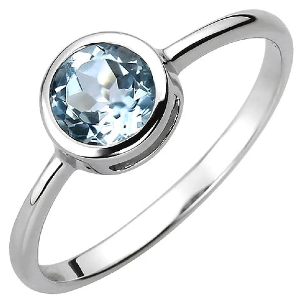 Damen Ring 925 Sterling Silber 1 Blautopas hellblau blau Silberring-54