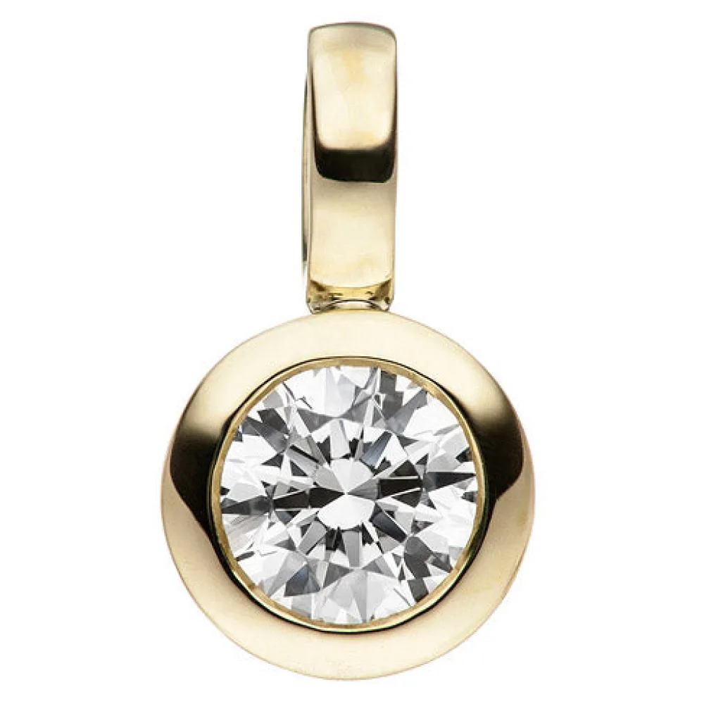 Anhänger klein rund 333 Gold Gelbgold 1 Zirkonia Goldanhänger