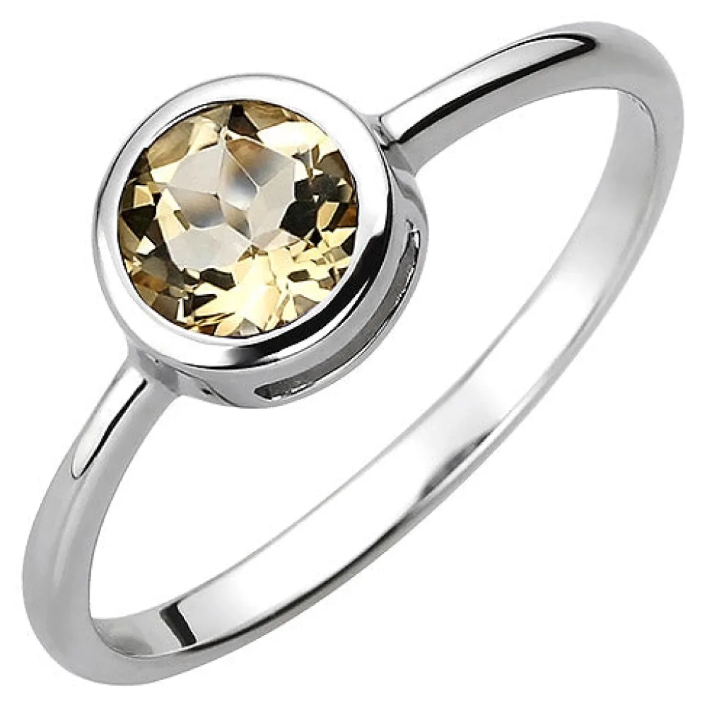 Damen Ring 925 Sterling Silber 1 Citrin gelb Silberring-60