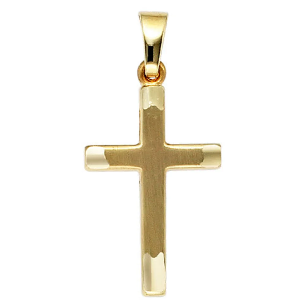 Anhänger Kreuz 333 Gold Gelbgold mattiert Kreuzanhänger Goldkreuz