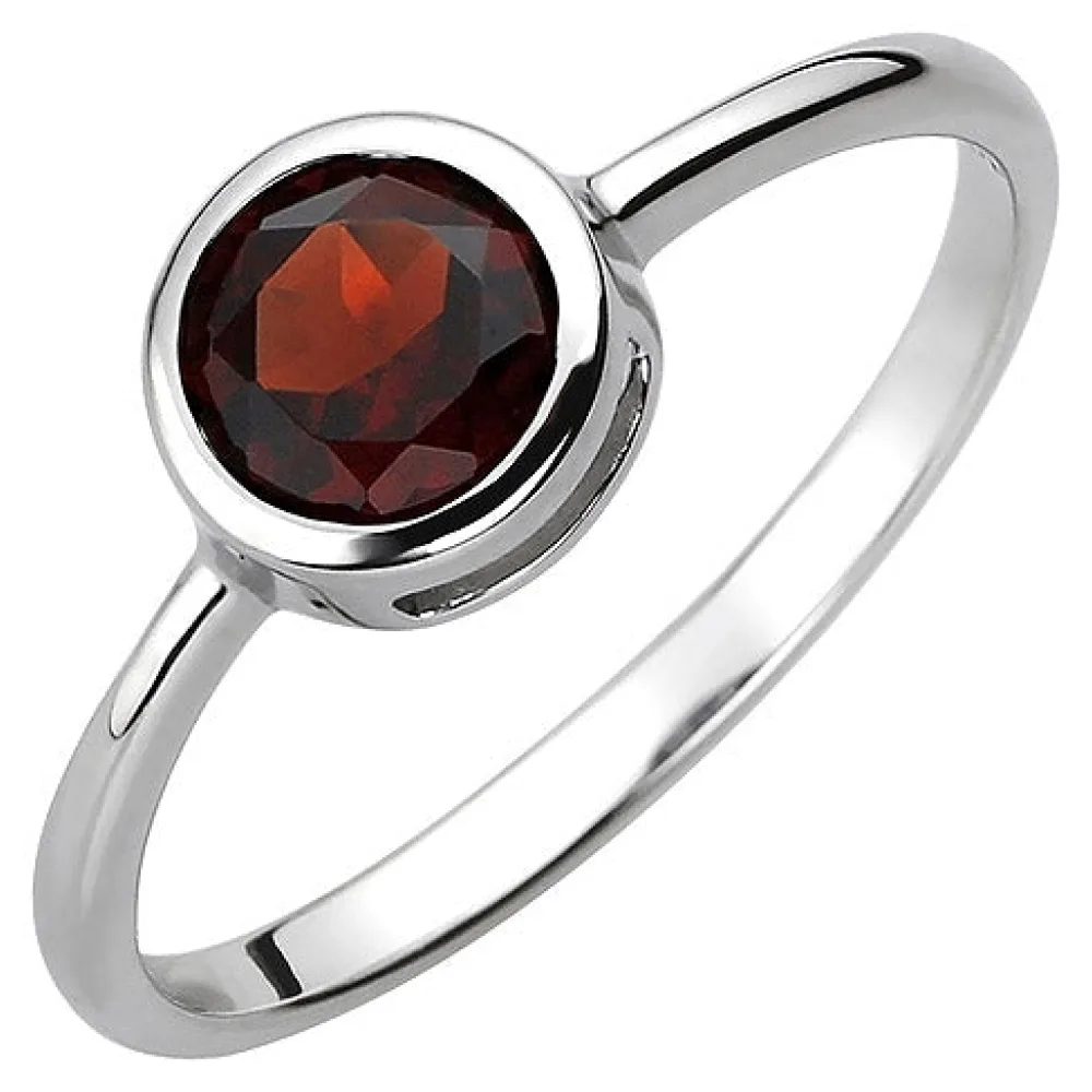 Damen Ring 925 Sterling Silber 1 Granat rot Silberring-60