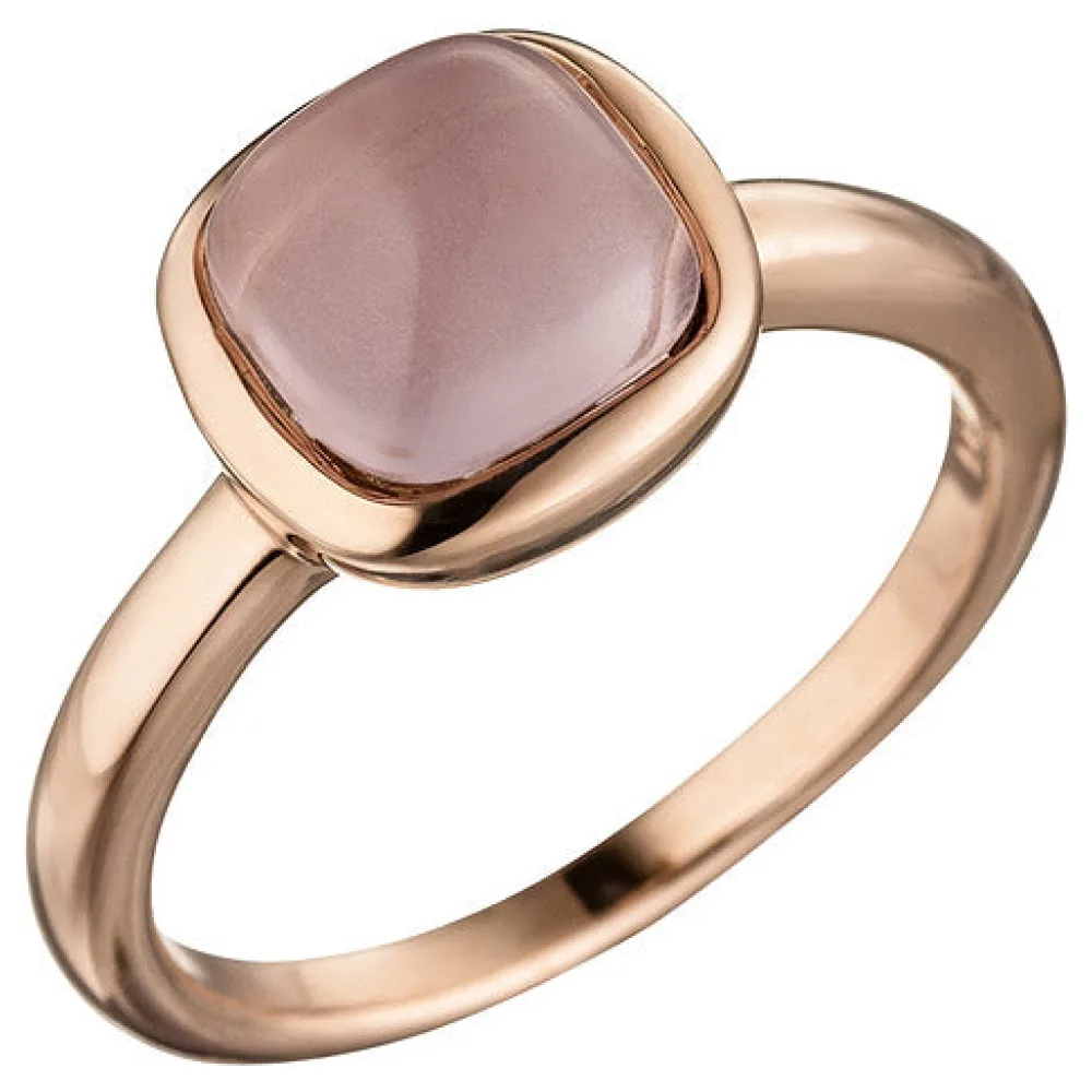 Damen Ring 925 Sterling Silber rotgold vergoldet mit rosa Glasstein-60