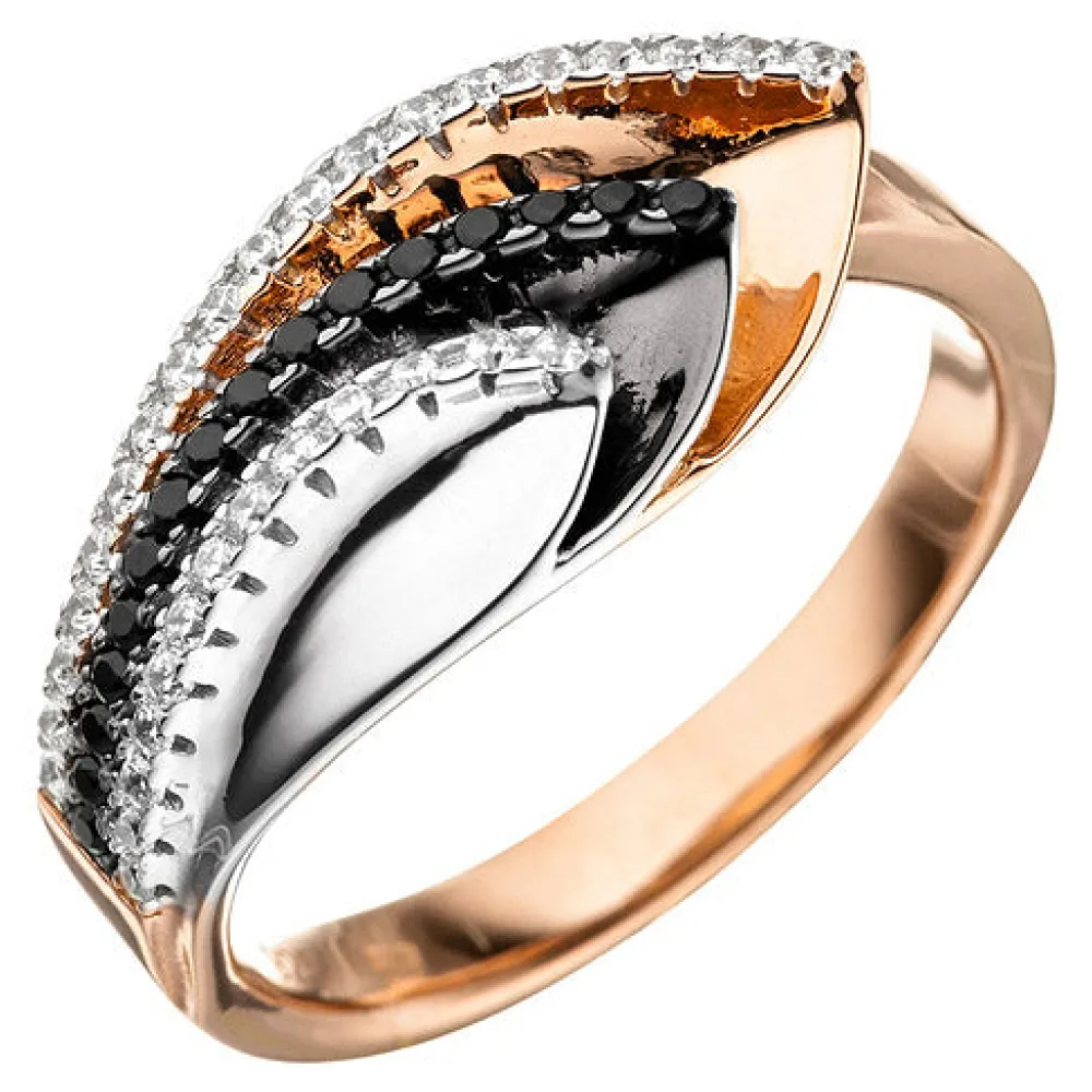 Damen Ring 925 Sterling Silber tricolor dreifarbig mit Zirkonia-50
