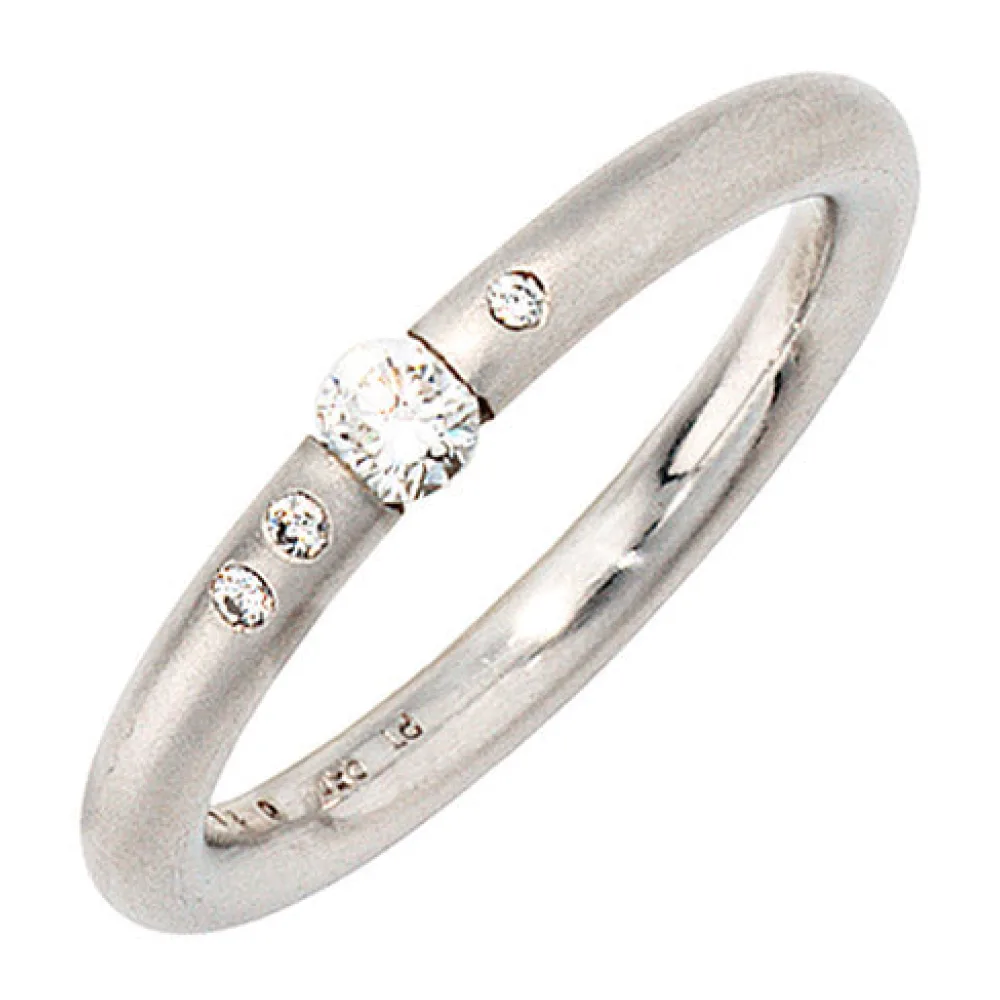 Damen Ring 950 Platin 4 Diamanten Brillanten 0 20ct. Platinring-58