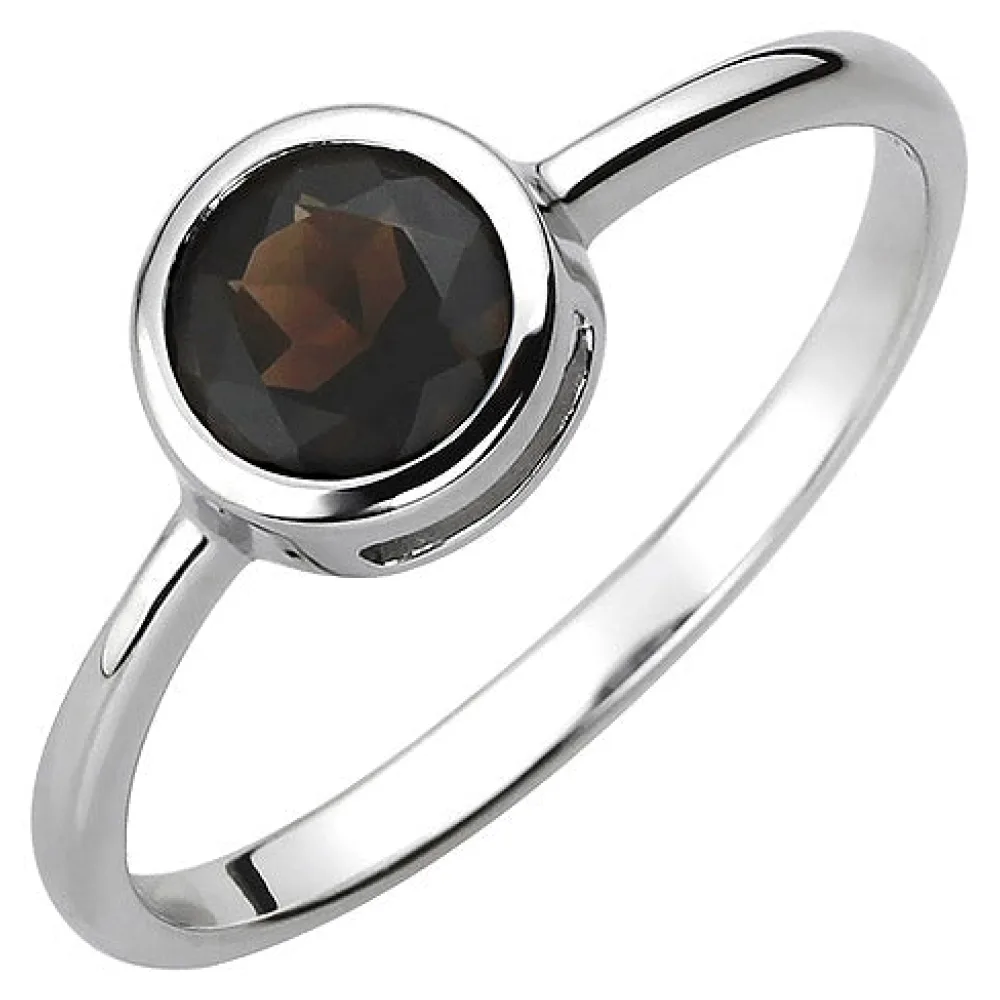 Damen Ring 925 Sterling Silber 1 Rauchquarz Silberring-56