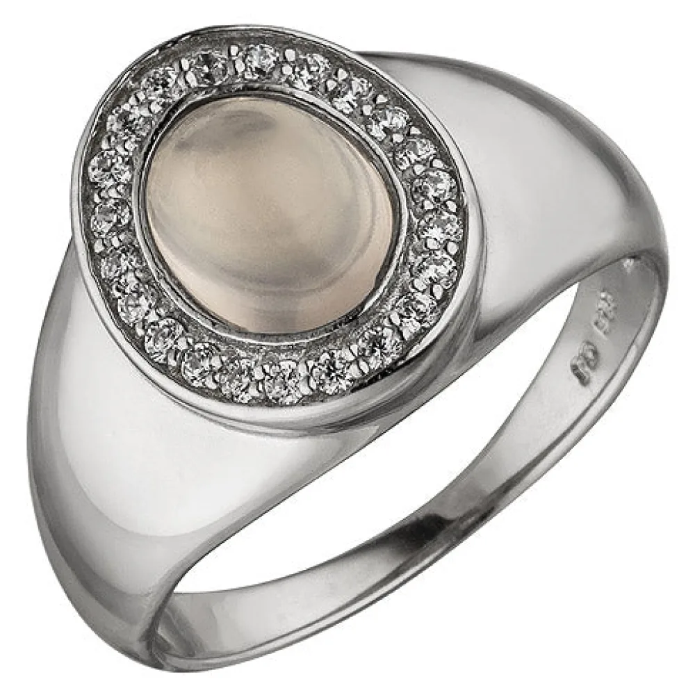 Damen Ring 925 Sterling Silber 1 Rosenquarz 22 Zirkonia Silberring-60