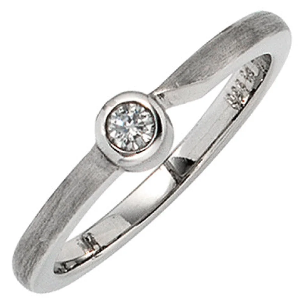 Damen Ring 950 Platin matt 1 Diamant Brillant 0 08 ct. Platinring-58