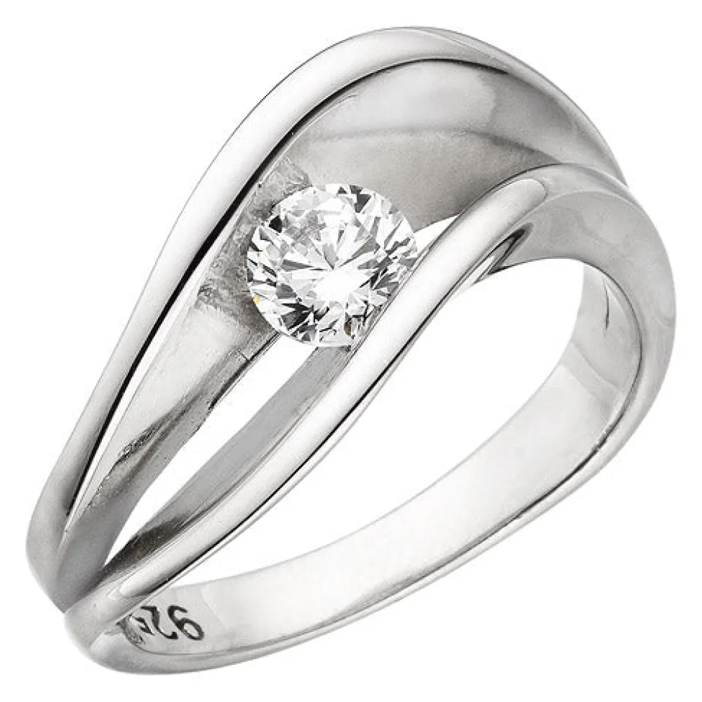 Damen Ring 925 Sterling Silber 1 Zirkonia Silberring-52