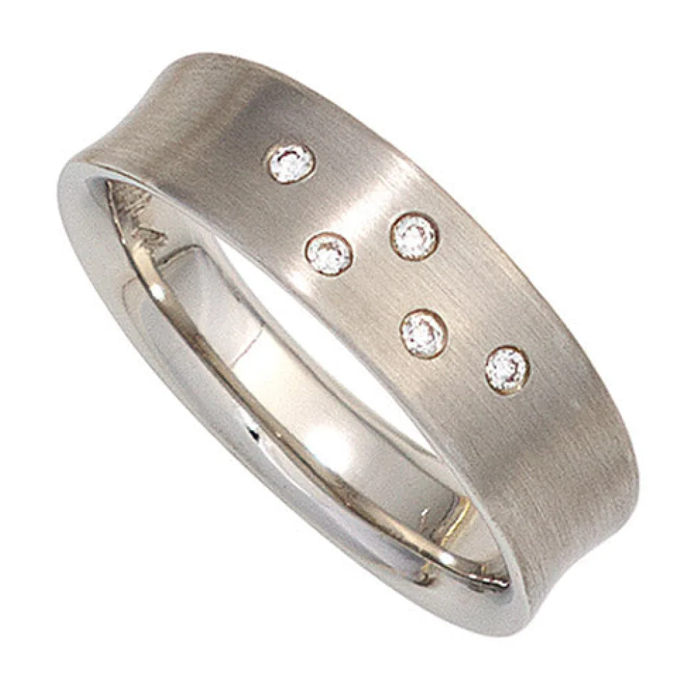 Damen Ring 950 Platin matt 5 Diamanten Brillanten 0 06ct. Platinring-54