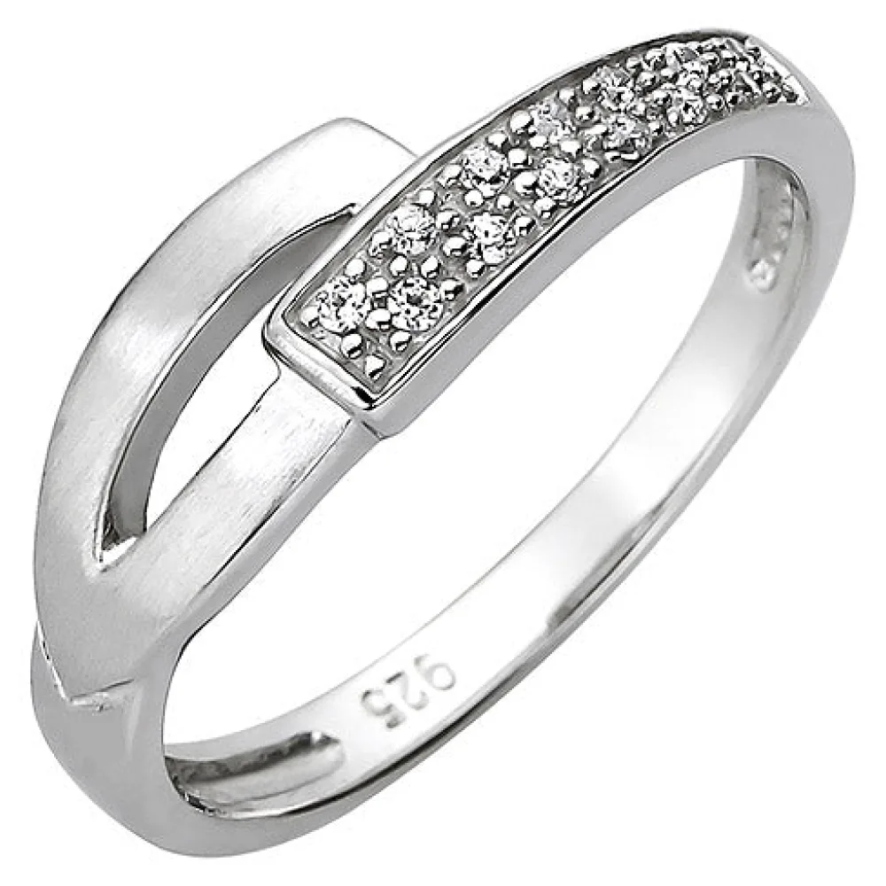 Damen Ring 925 Sterling Silber 13 Zirkonia Silberring-56