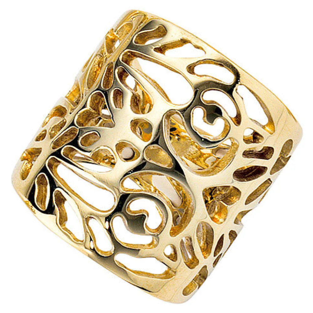 Damen Ring breit 585 Gold Gelbgold Goldring-54