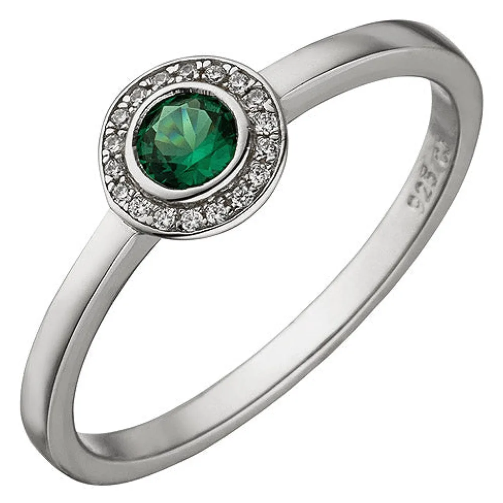 Damen Ring 925 Sterling Silber 19 Zirkonia gün und weiß Silberring-58