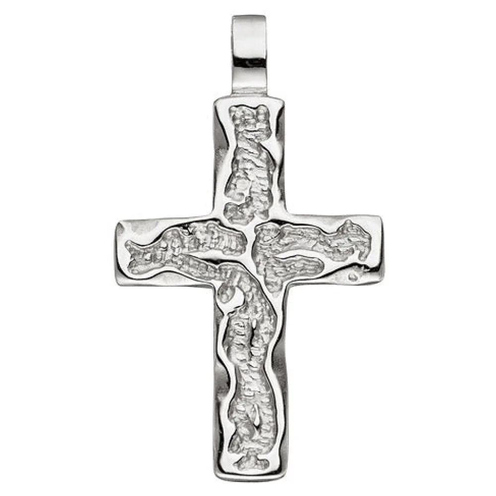 Anhänger Kreuz 925 Sterling Silber gehämmert Kreuzanhänger Silberkreuz