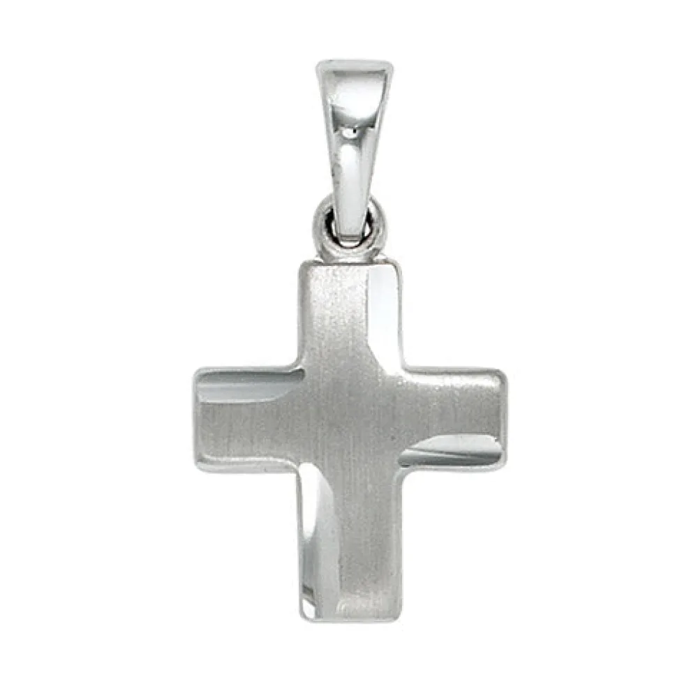 Anhänger Kreuz 925 Sterling Silber massiv mattiert Kreuzanhänger Silberkreuz