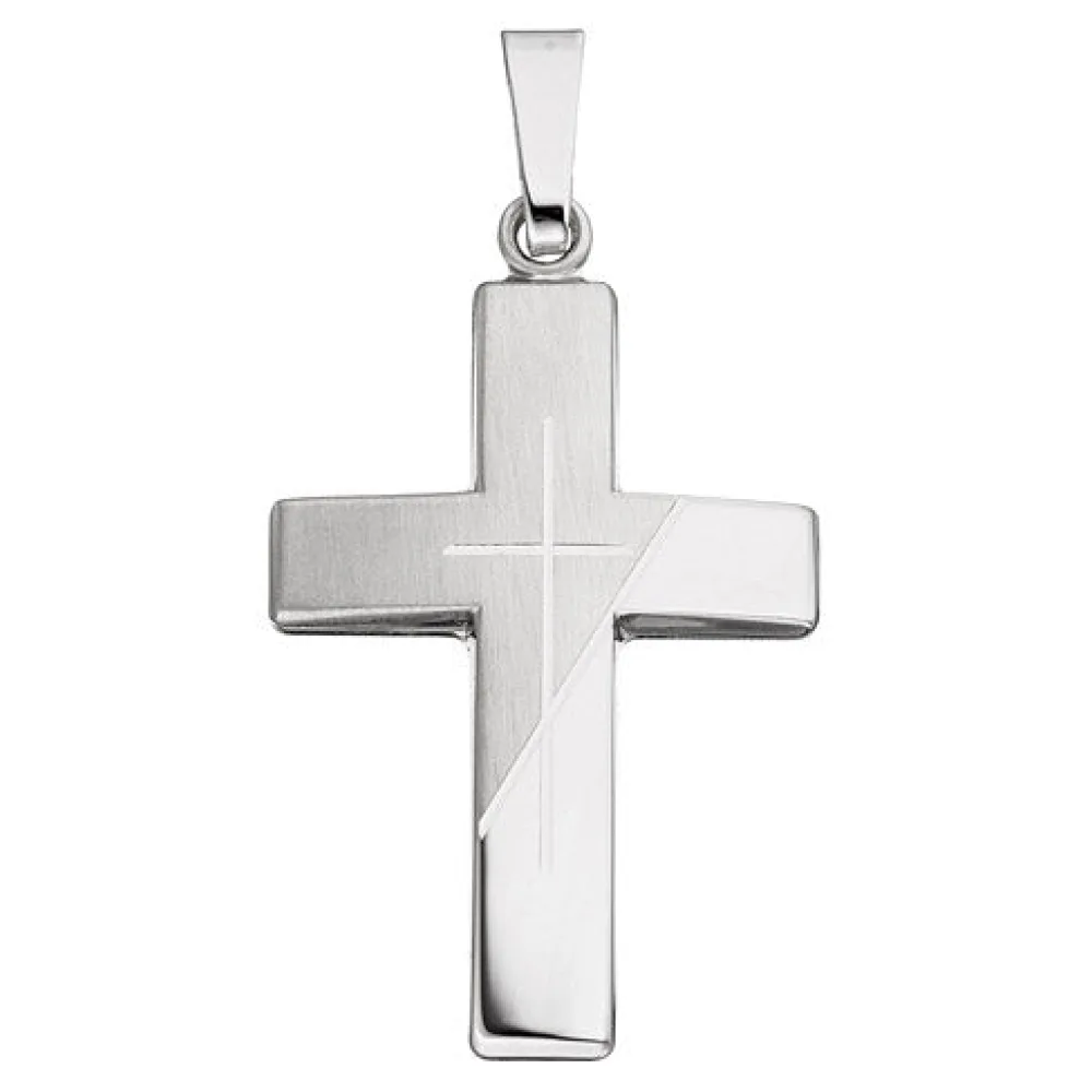 Anhänger Kreuz 925 Sterling Silber matt Kreuzanhänger Silberanhänger Silberkreuz