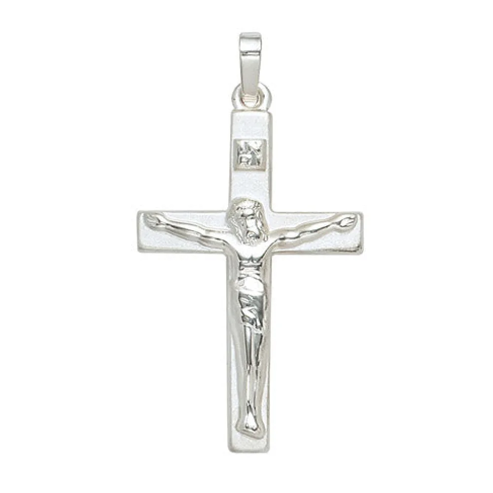Anhänger Kreuz 925 Sterling Silber mattiert Kreuzanhänger Silberkreuz