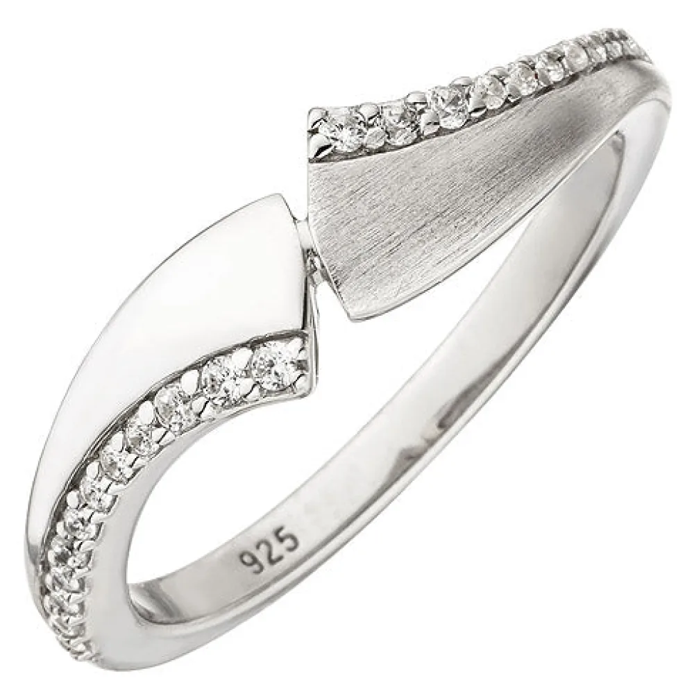 Damen Ring 925 Sterling Silber 24 Zirkonia Silberring-56