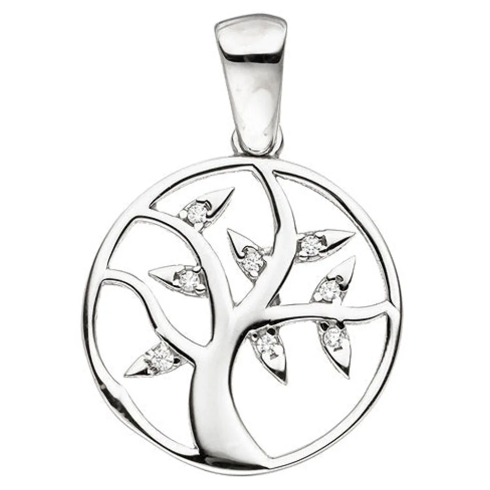 Anhänger Lebensbaum 925 Sterling Silber mit Zirkonia Silberanhänger