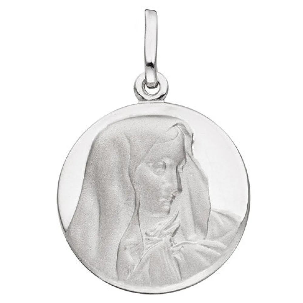 Anhänger Madonna 925 Sterling Silber rund mattiert Silberanhänger