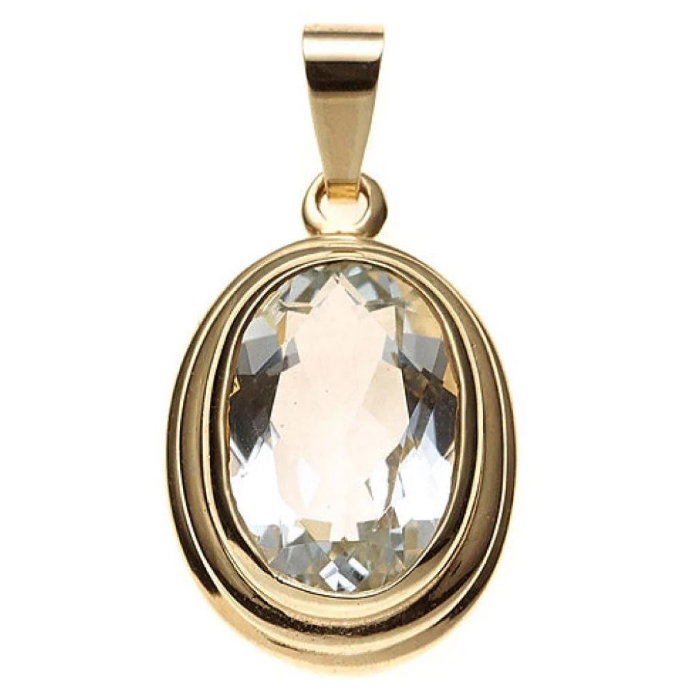 Anhänger oval 585 Gold Gelbgold 1 Aquamarin hellblau Goldanhänger