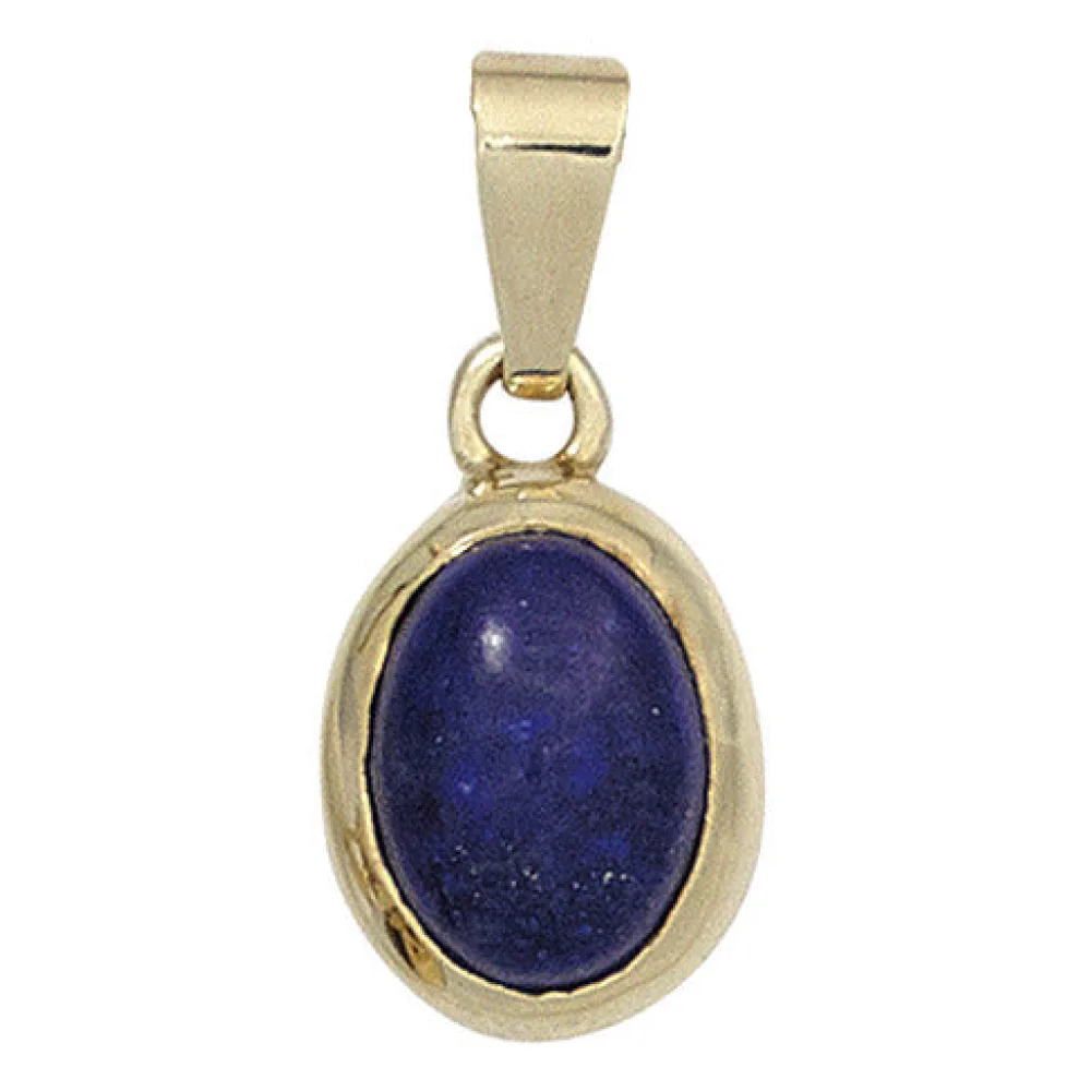 Anhänger oval 585 Gold Gelbgold 1 Lapislazuli blau Goldanhänger