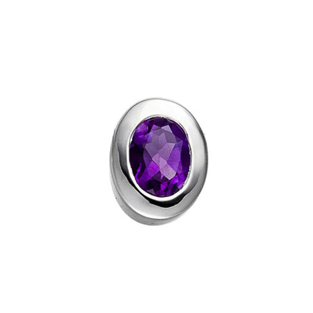 Anhänger oval 925 Sterling Silber rhodiniert 1 Amethyst violett lila