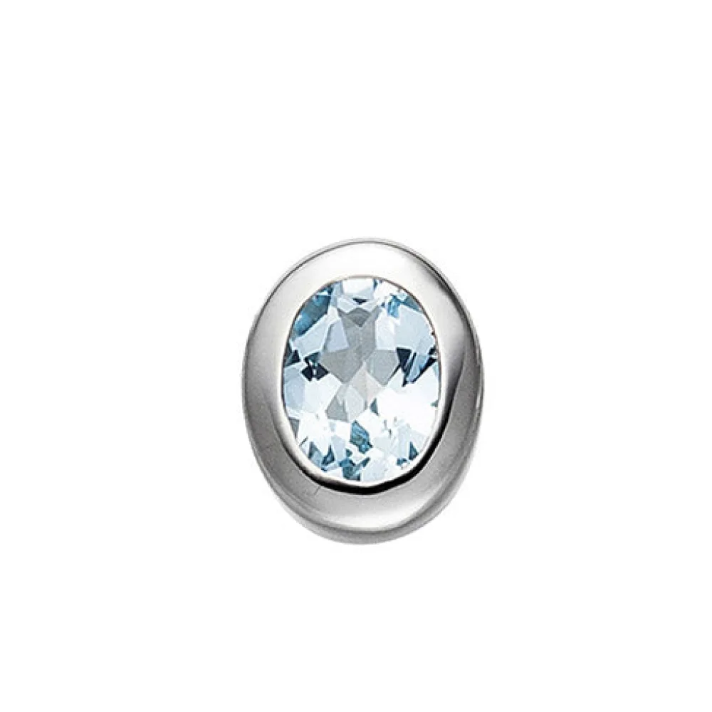 Anhänger oval 925 Sterling Silber rhodiniert 1 Blautopas blau hellblau