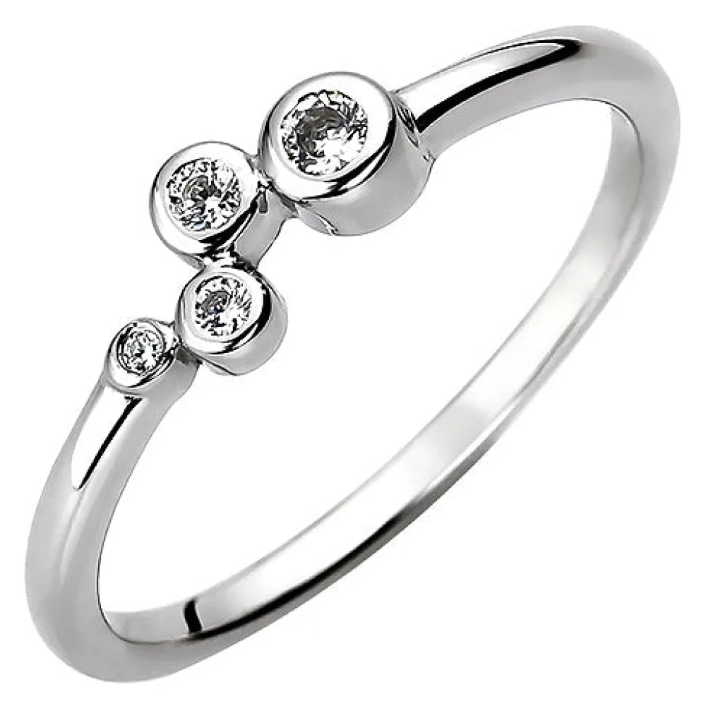 Damen Ring 925 Sterling Silber 4 Zirkonia Silberring-56