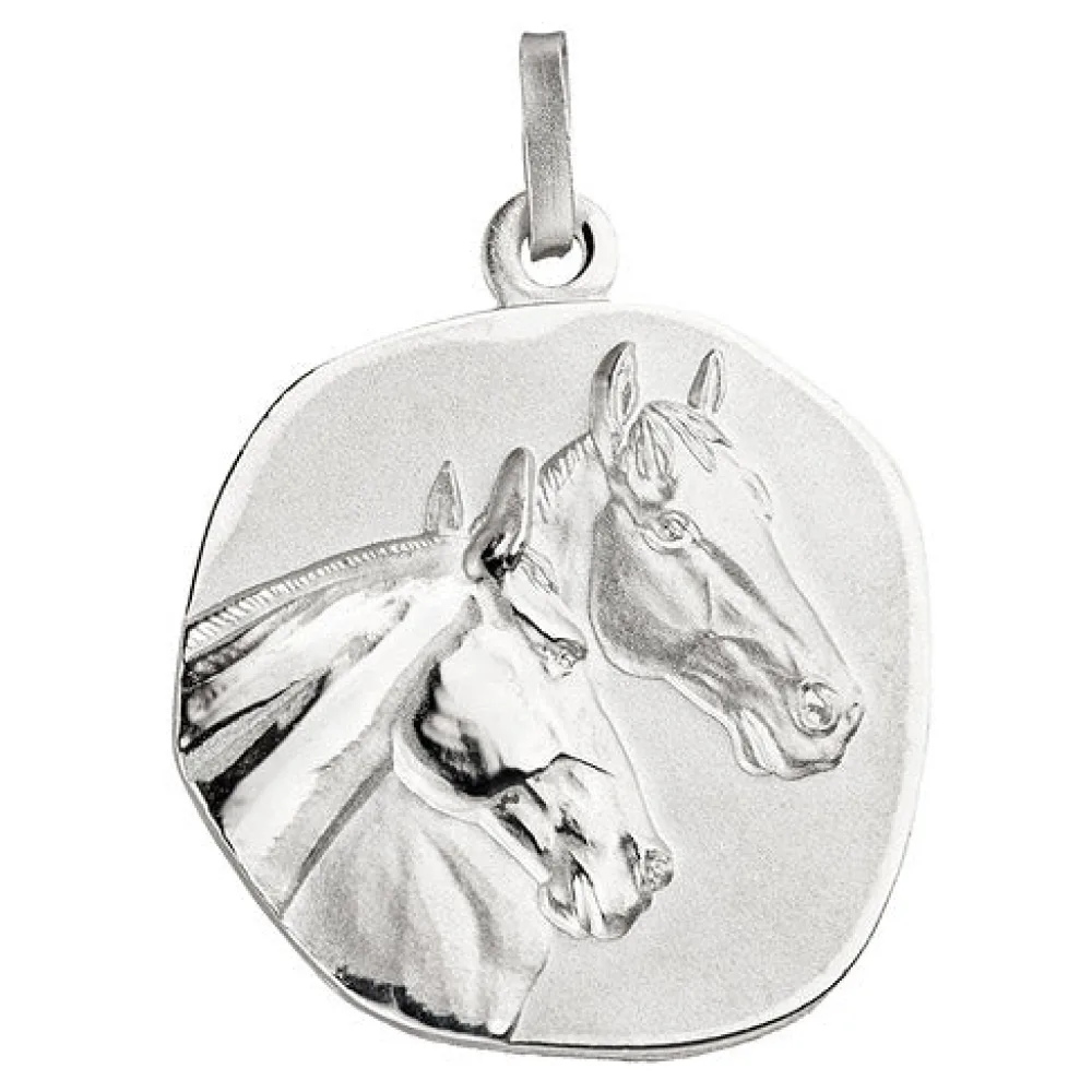 Anhänger Pferde Pferdeköpfe 925 Sterling Silber matt mattiert Silberanhänger