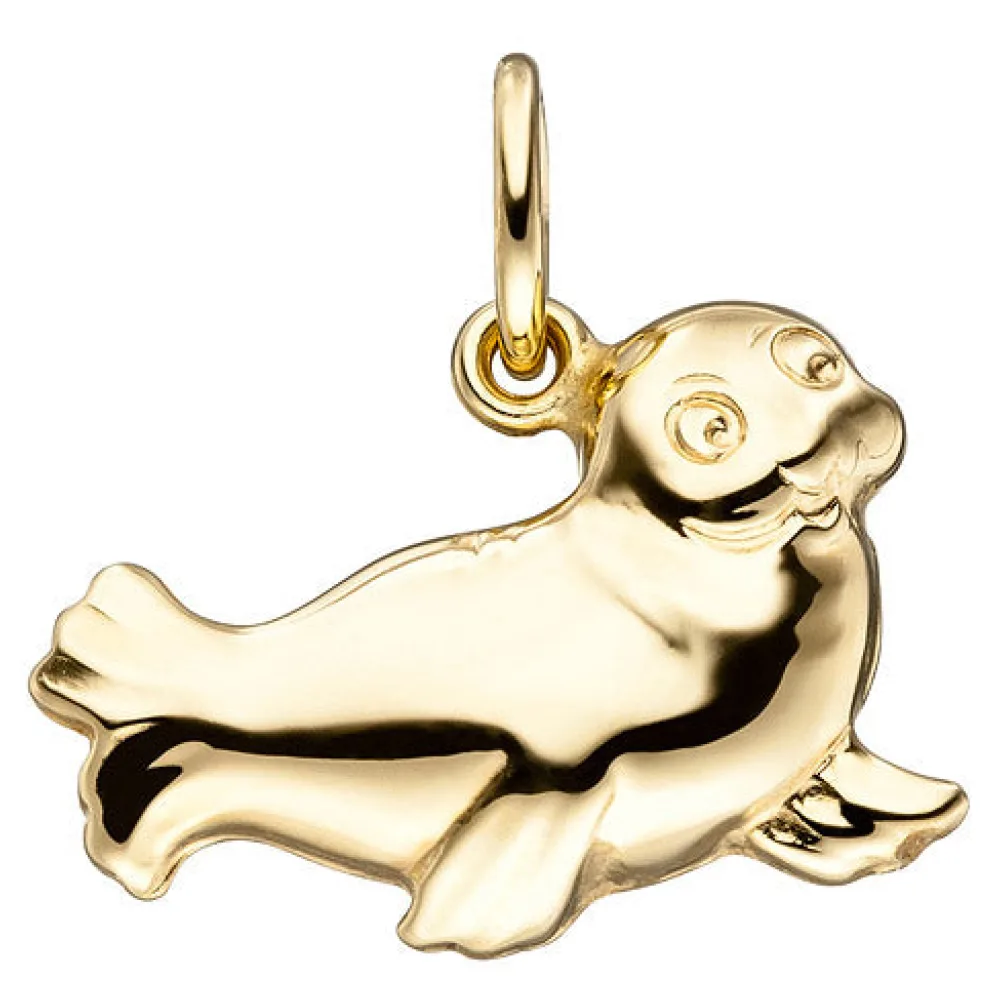Anhänger Robbe Seehund 585 Gold Gelbgold Goldanhänger