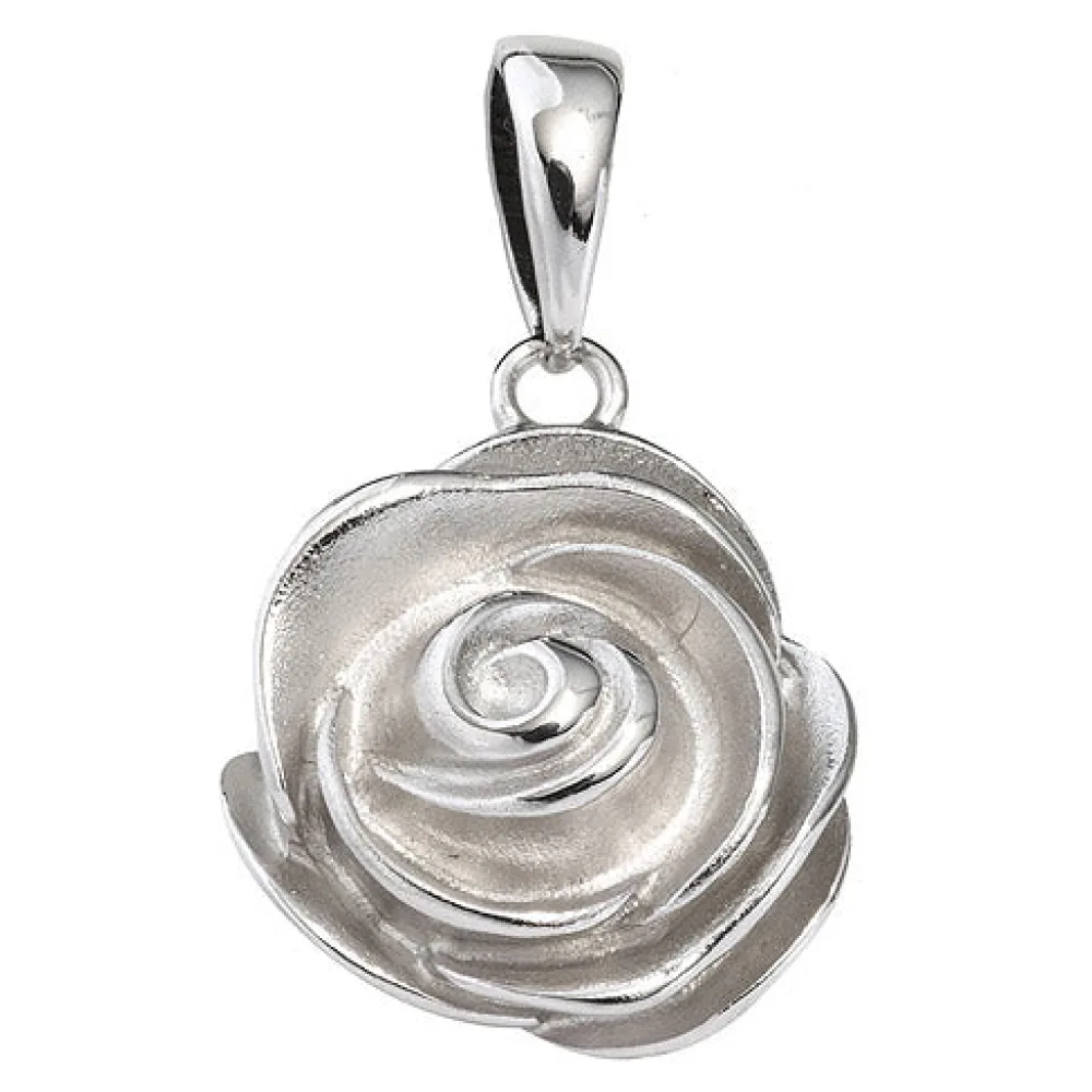 Anhänger Rose 925 Sterling Silber rhodiniert mattiert
