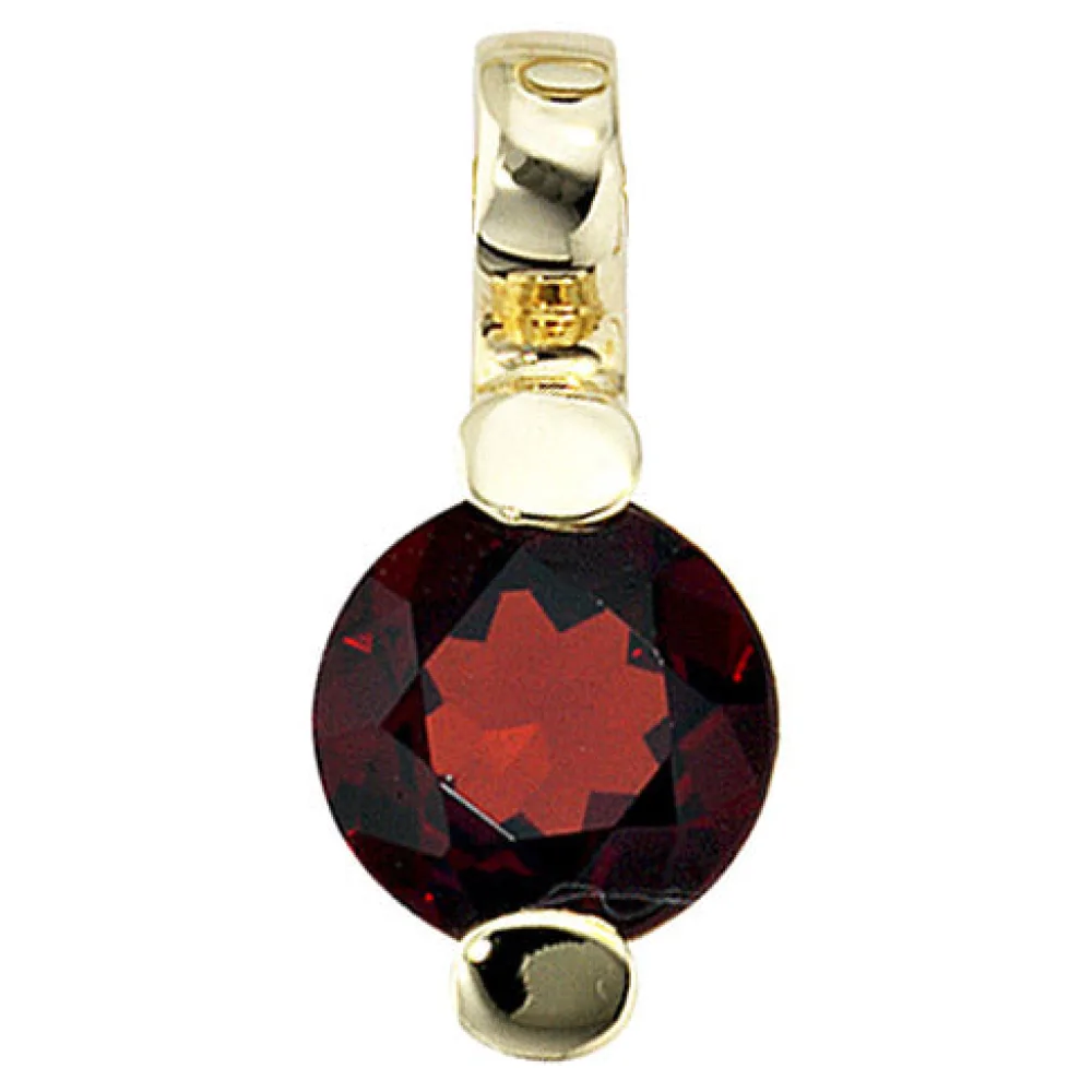 Anhänger rund 585 Gold Gelbgold 1 Granat rot Goldanhänger