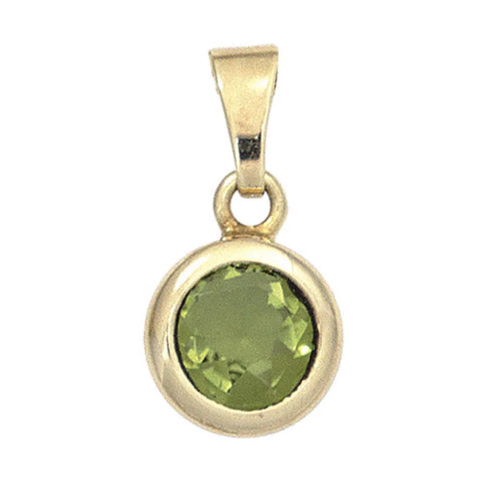 Anhänger rund 585 Gold Gelbgold 1 Peridot grün Goldanhänger