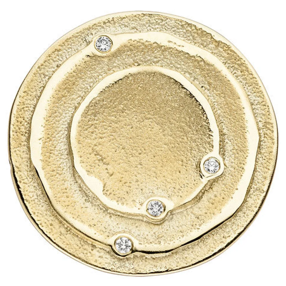 Anhänger rund 585 Gold Gelbgold matt 4 Diamanten Brillanten 0 04ct. Goldanhänger