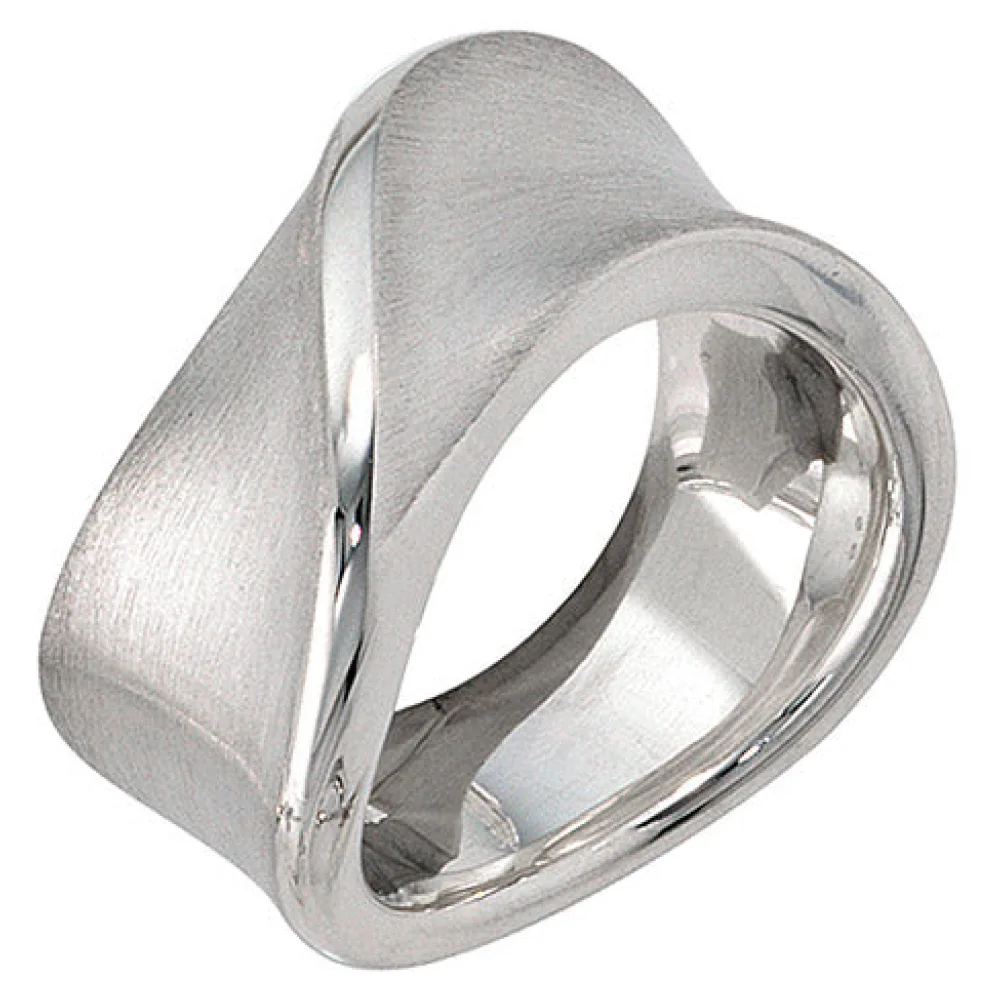 Damen Ring breit 925 Sterling Silber mattiert Silberring-60
