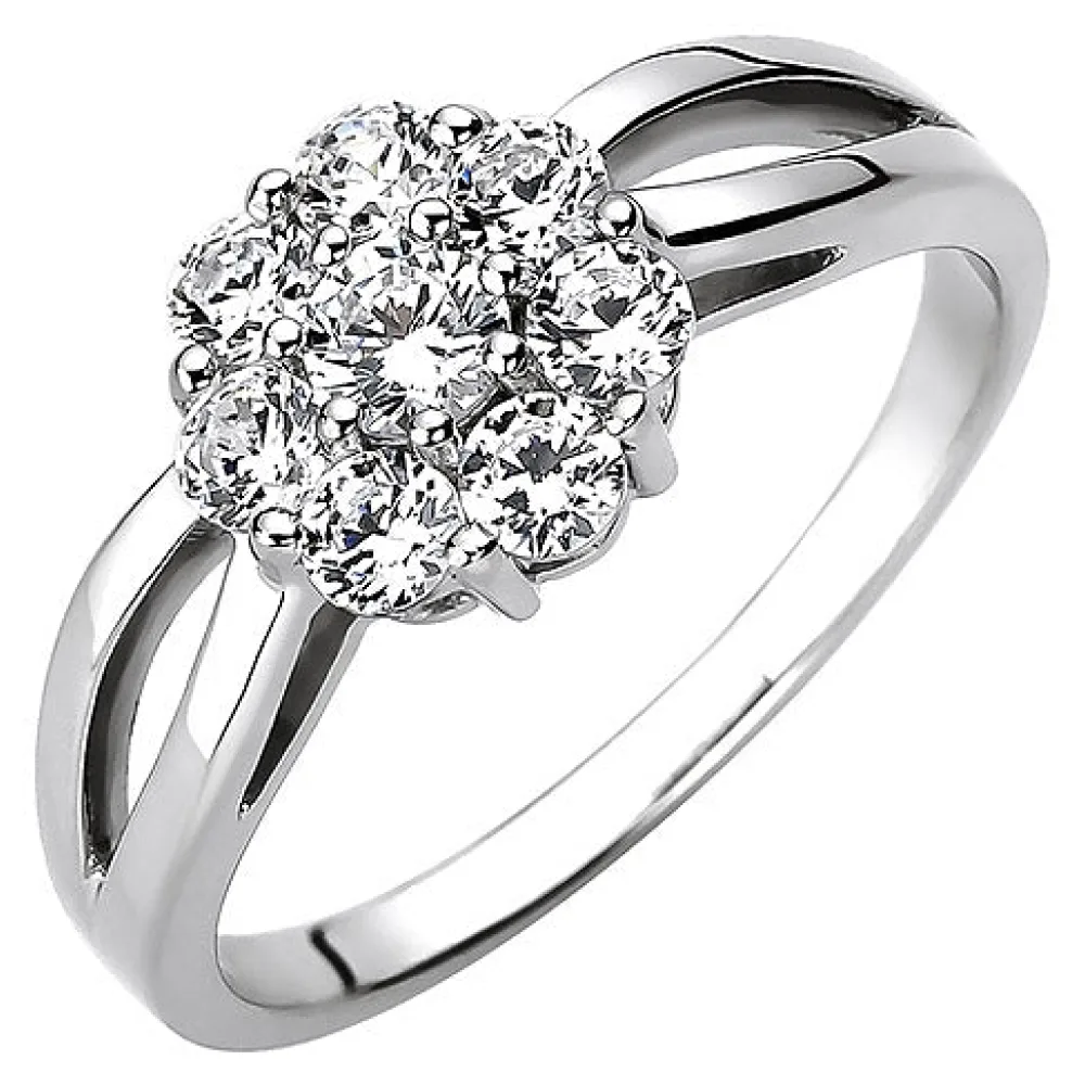 Damen Ring 925 Sterling Silber 8 Zirkonia Silberring-58