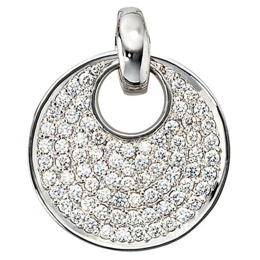 Anhänger rund 585 Gold Weißgold 78 Diamanten Brillanten 1 45ct. Weißgoldanhänger