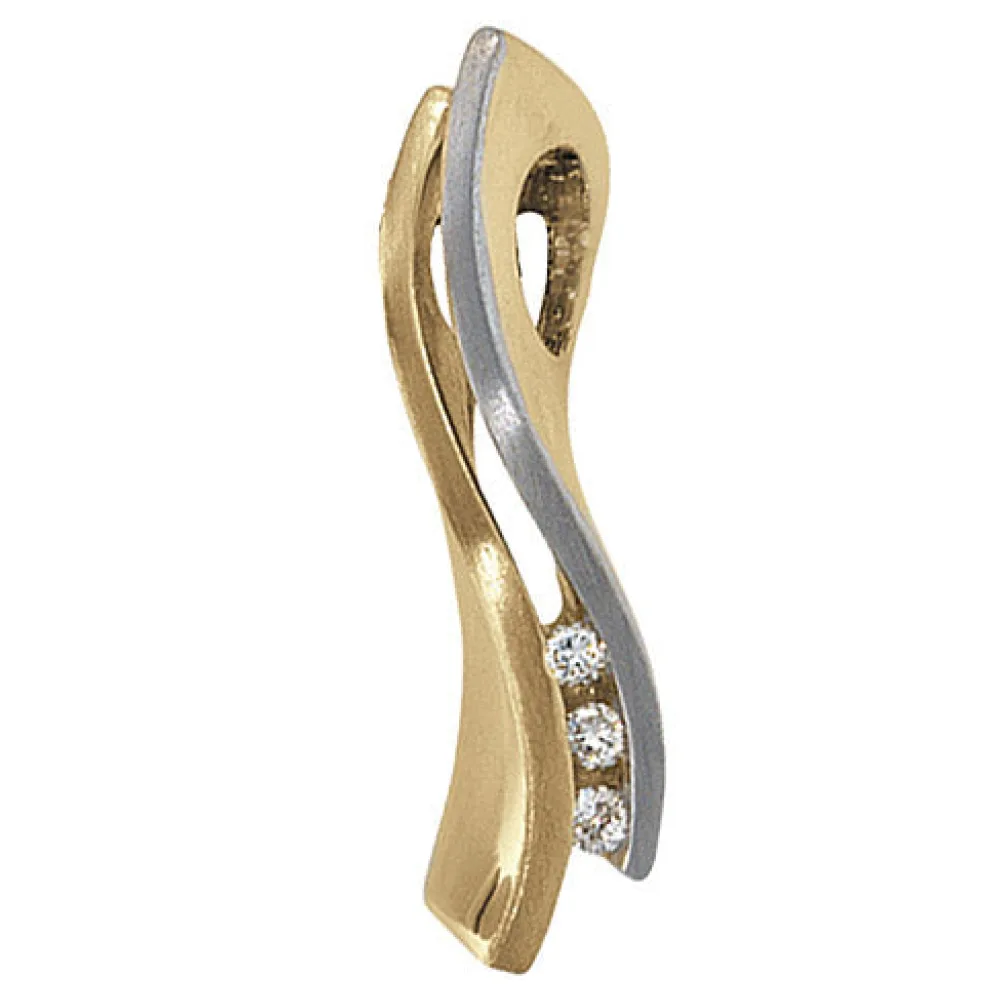 Anhänger 585 Gold Gelbgold bicolor matt 3 Diamanten Brillanten Goldanhänger