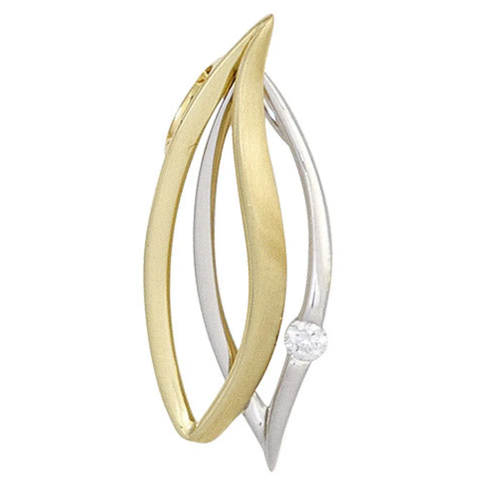 Anhänger 585 Gold Gelbgold Weißgold bicolor 1 Diamant Brillant Diamantanhänger