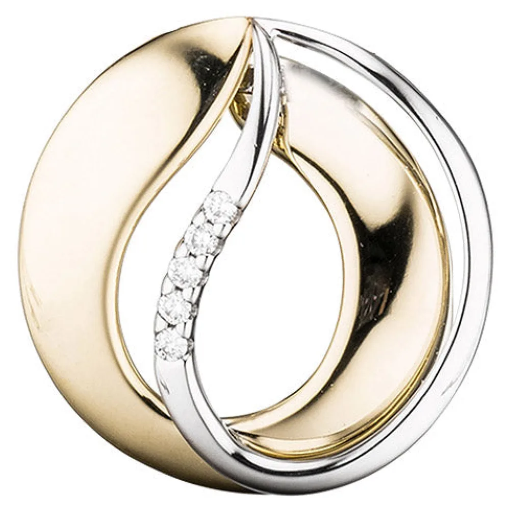 Anhänger 585 Gold Gelbgold Weißgold bicolor 5 Diamanten Brillanten Goldanhäger
