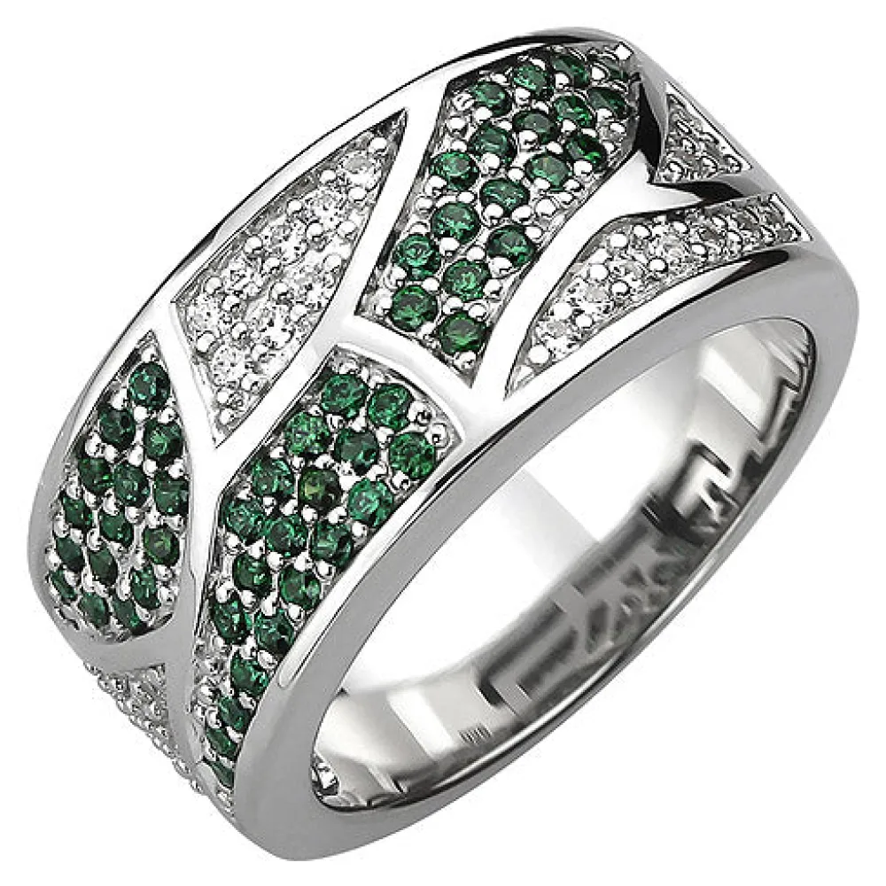 Damen Ring 925 Sterling Silber 85 Zirkonia grün und weiß Silberring-62