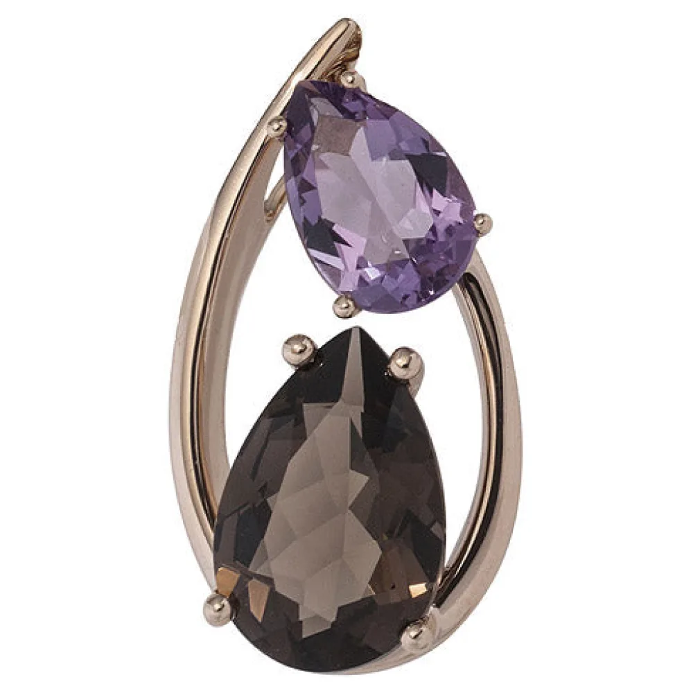 Anhänger 585 Gold Rotgold 1 Rauchquarz 1 Amethyst violett lila Goldanhänger