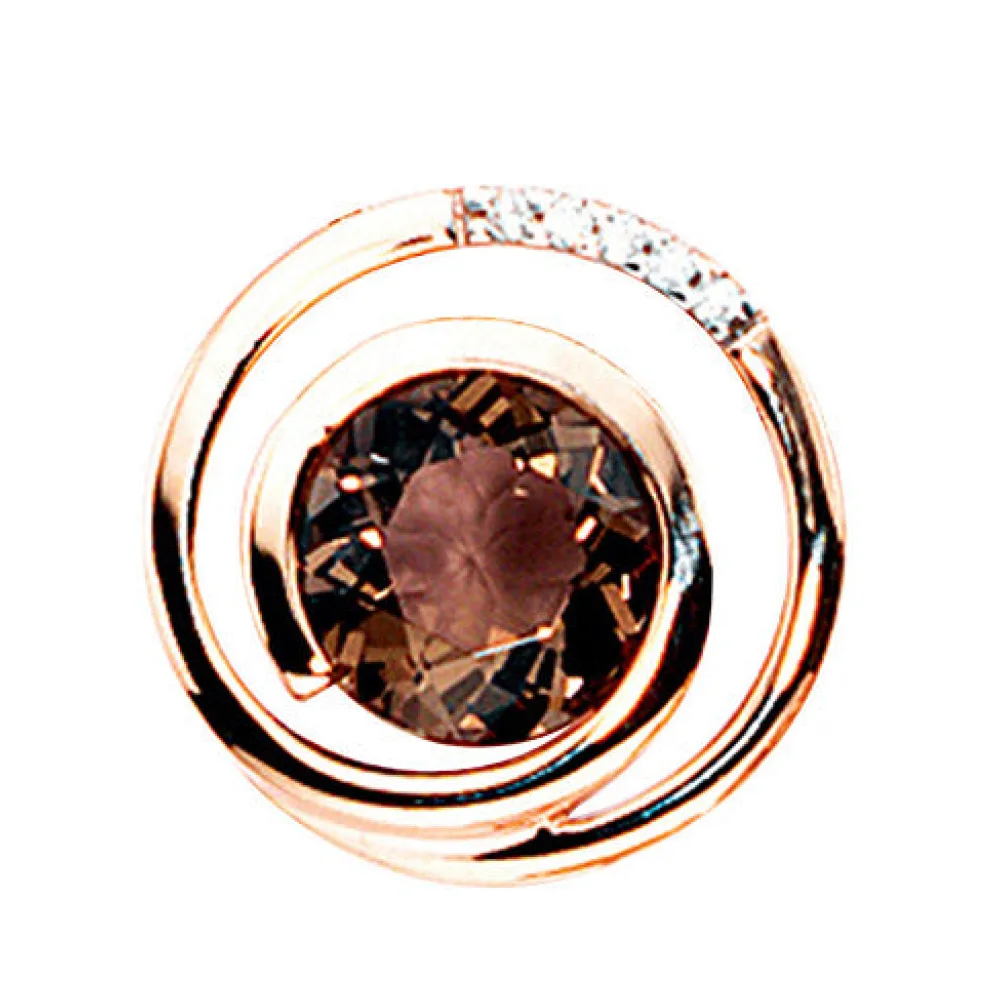 Anhänger 585 Gold Rotgold 5 Diamanten Brillanten 0 035ct. 1 Rauchquarz braun