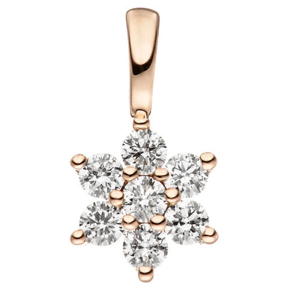 Anhänger 585 Gold Rotgold 7 Diamanten Brillanten Goldanhänger Brillantanhänger