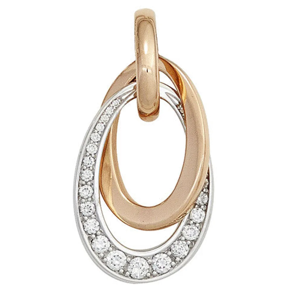 Anhänger 585 Gold Rotgold Weißgold bicolor 27 Diamanten Brillanten 0 28ct.