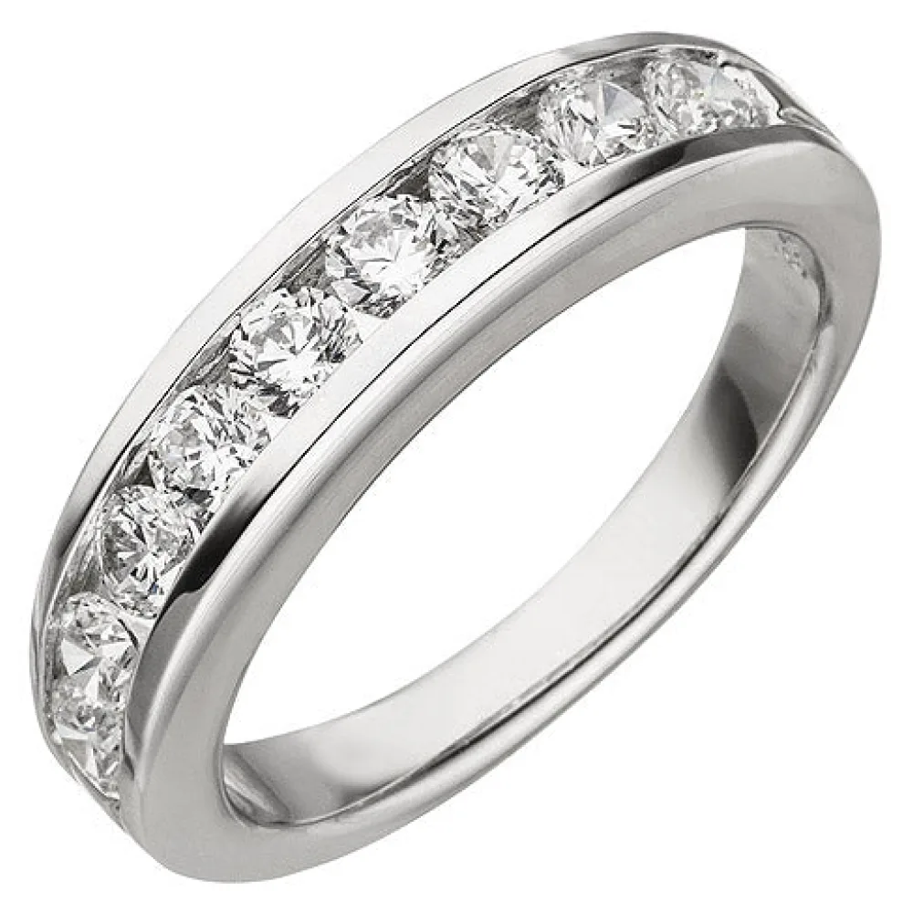 Damen Ring 925 Sterling Silber 9 Zirkonia Silberring-58