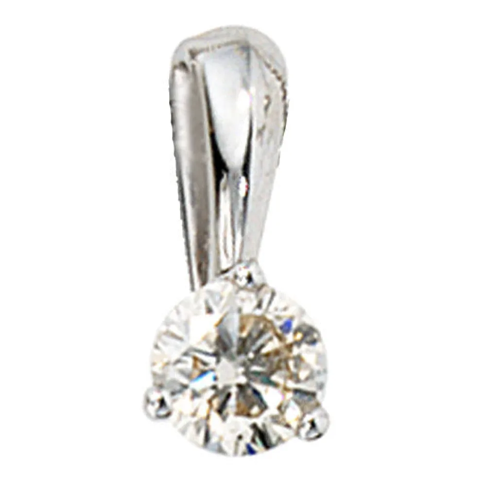 Anhänger 585 Gold Weißgold 1 Diamant Brillant 0 25ct. Solitär Diamantanhänger