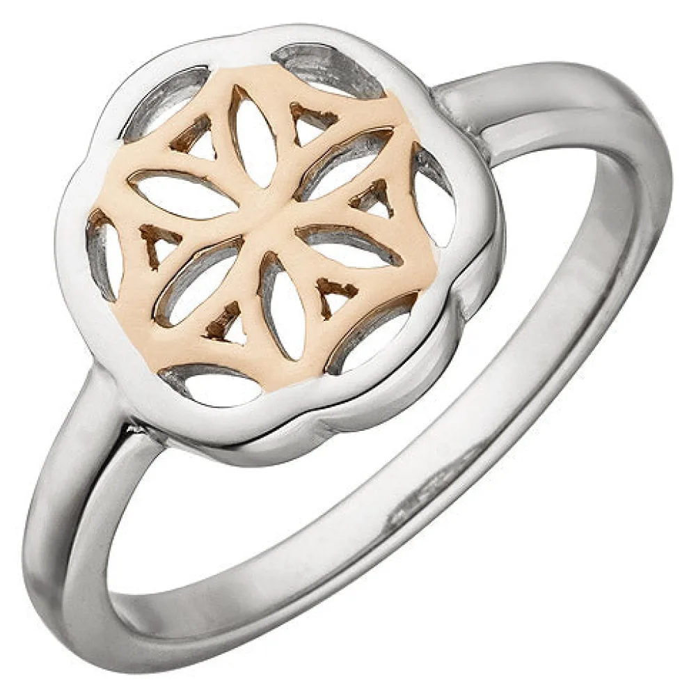 Damen Ring 925 Sterling Silber bicolor vergoldet-54